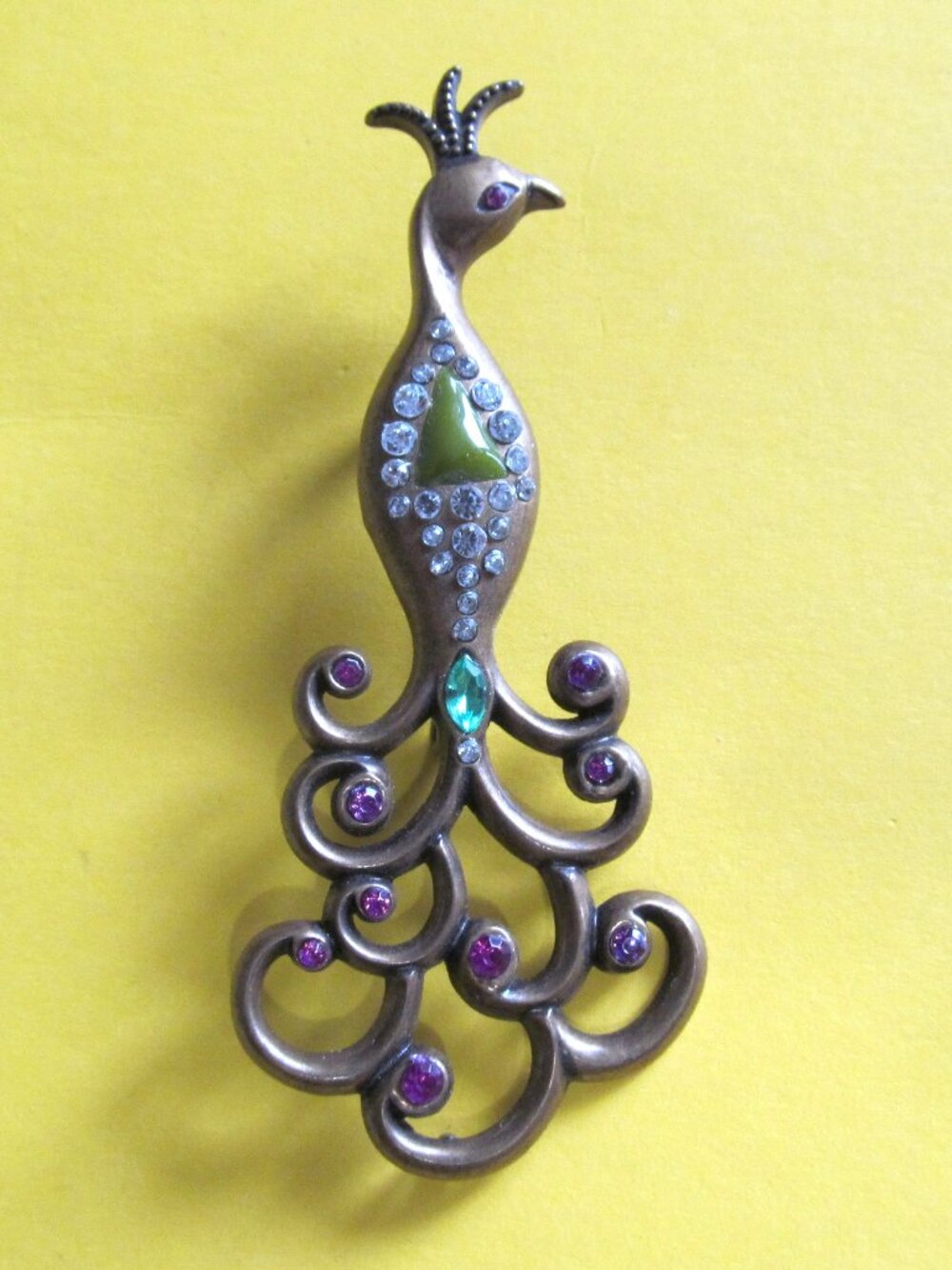 Vintage peacock brooch pendant